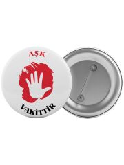Aşk 5 Vakittir Namaz Çanta Rozeti 20 Adet En Büyük Boy 5.8cm İğneli Broş