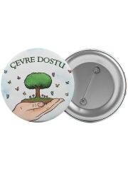 Çevre Dostu Çanta Rozeti 20 Adet En Büyük Boy 5.8cm İğneli Broş