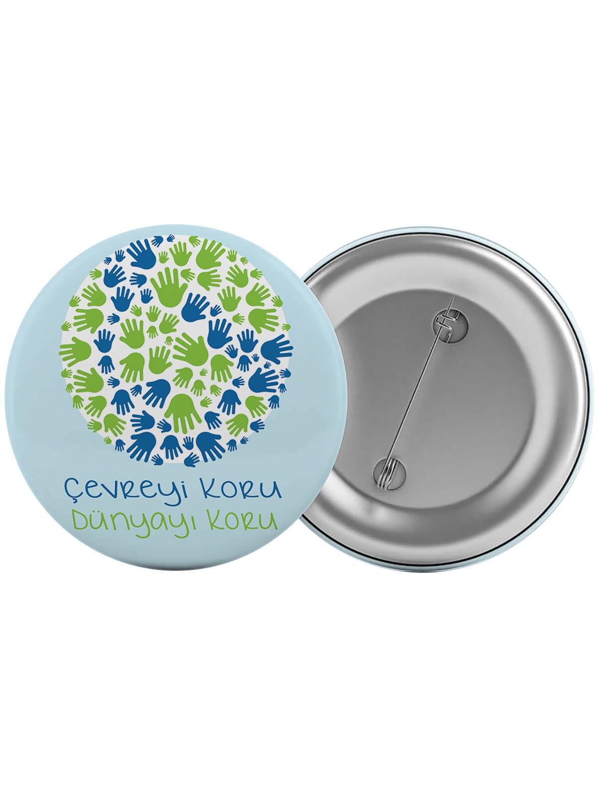 Çevreyi Koru Çanta Rozeti 20 Adet En Büyük Boy 5.8cm İğneli Broş