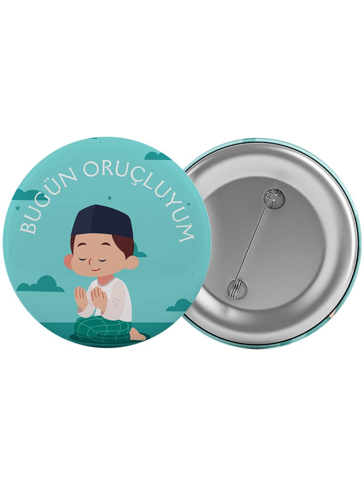 Bugün Oruçluyum Çanta Rozeti 20 Adet En Büyük Boy 5.8cm İğneli Broş