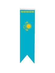 Masa Üstü Kırlangıç Kazakistan Bayrağı - 8x30cm Çift Taraflı Saten Kumaş