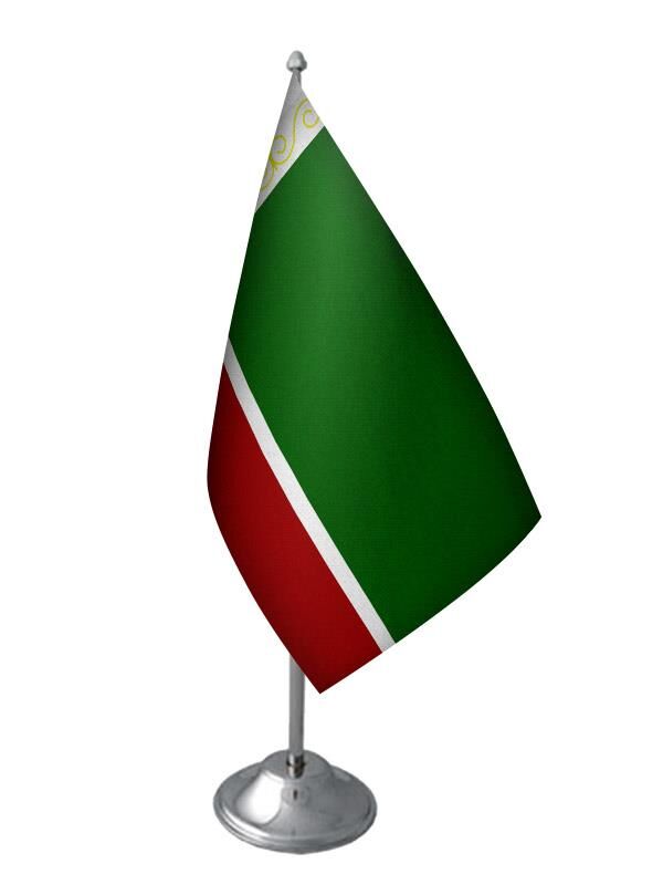 Masa Üstü Çeçenistan Bayrağı Krom Direk Masa Bayrak Seti