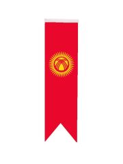 Masa Üstü Kırlangıç Kırgızistan Bayrağı - 8x30cm Çift Taraflı Saten Kumaş