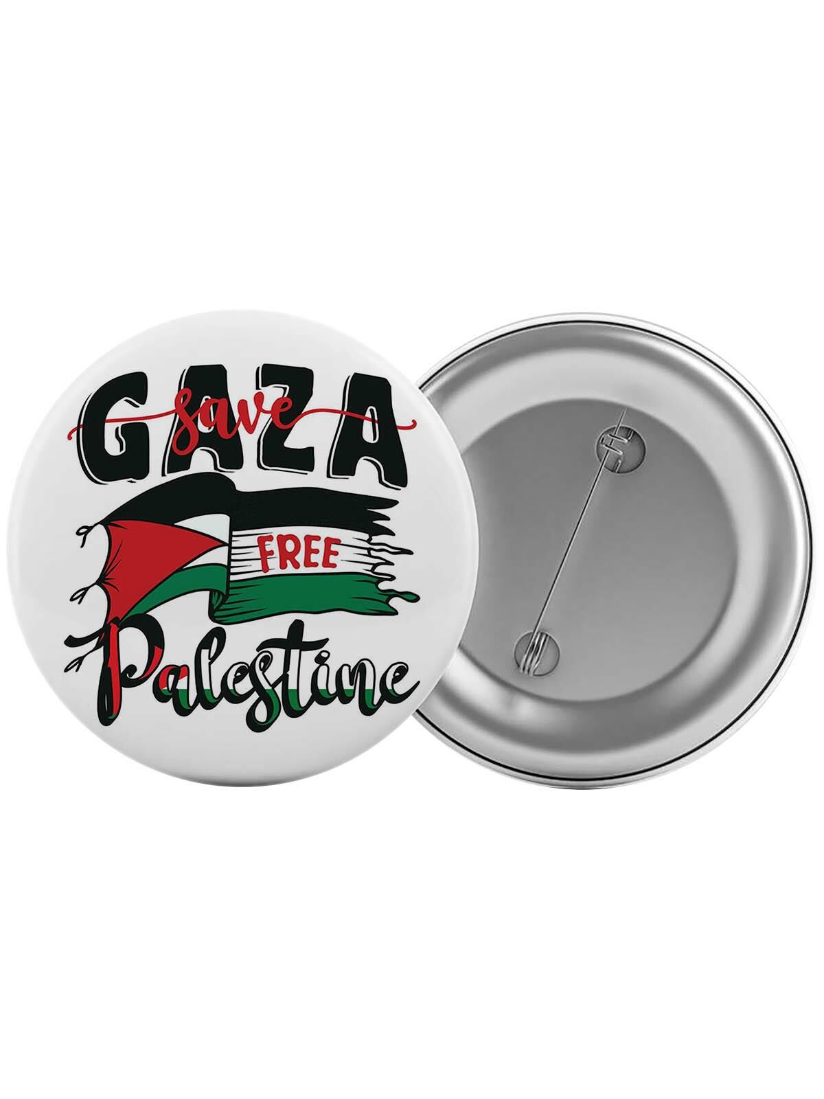 Save Gaza Filistin Çanta Rozeti 20 Adet En Büyük Boy 5.8cm İğneli Broş