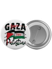 Save Gaza Filistin Çanta Rozeti 20 Adet En Büyük Boy 5.8cm İğneli Broş