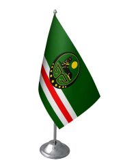 Masa Üstü Çeçenistan İçkerya Bayrağı Krom Direk Masa Bayrak Seti