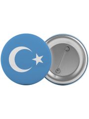 Doğu Türkistan Çanta Rozeti 20 Adet En Büyük Boy 5.8cm İğneli Broş