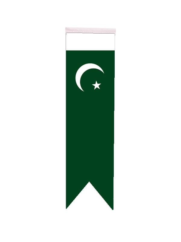 Masa Üstü Kırlangıç Pakistan Bayrağı - 8x30cm Çift Taraflı Saten Kumaş