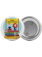 Kitap Okuma Günü Çanta Rozeti 20 Adet En Büyük Boy 5.8cm İğneli Broş