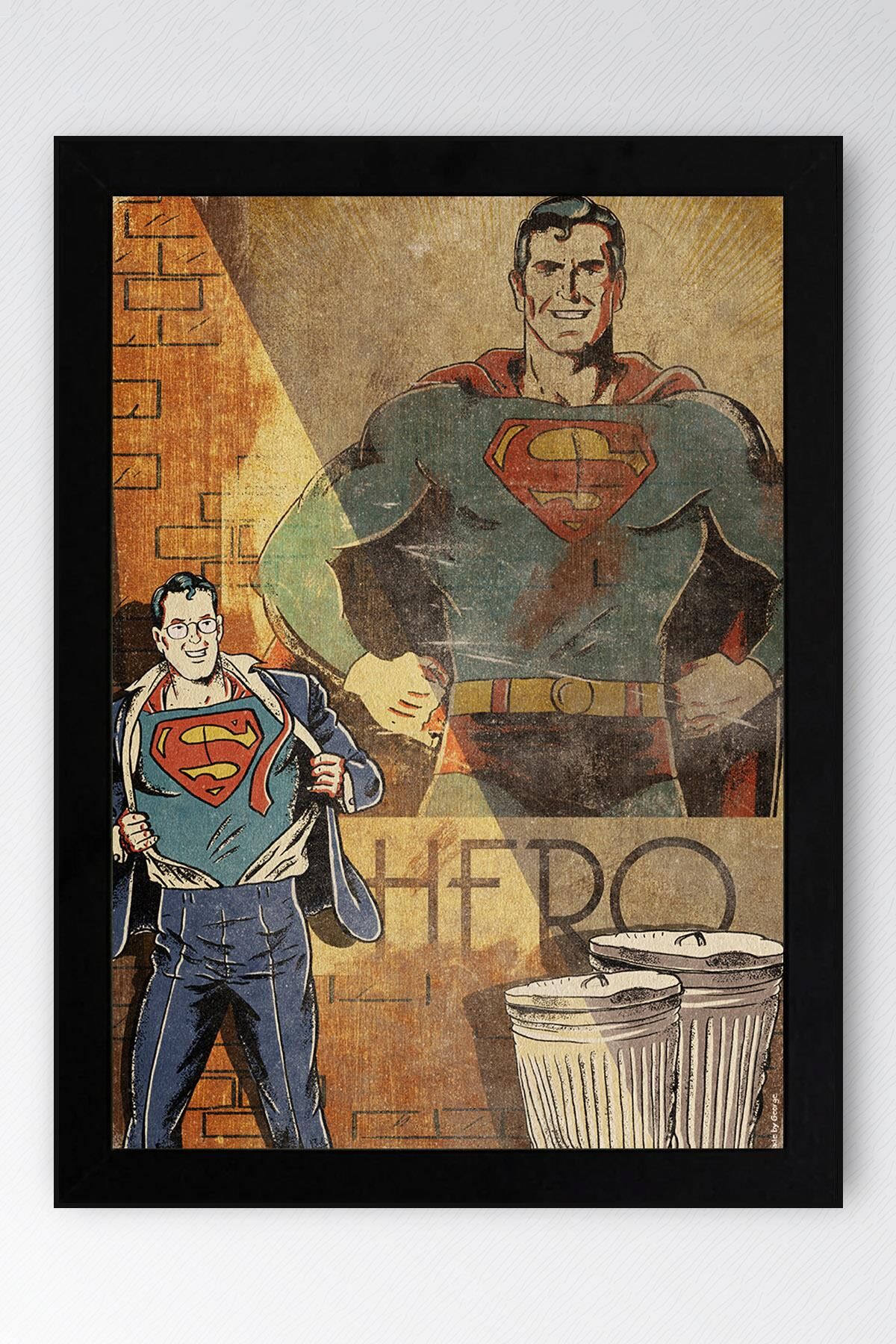 Superman Çerçeveli Tablo - Eski Nostalji Film Posteri Tablo