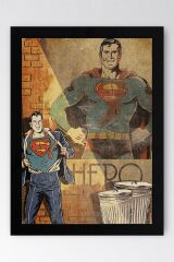 Superman Çerçeveli Tablo - Eski Nostalji Film Posteri Tablo