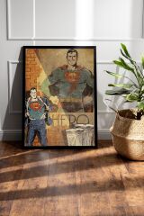 Superman Çerçeveli Tablo - Eski Nostalji Film Posteri Tablo