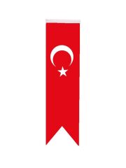 Masa Üstü Kırlangıç Türk Bayrağı - 8x30cm Çift Taraflı Saten Kumaş