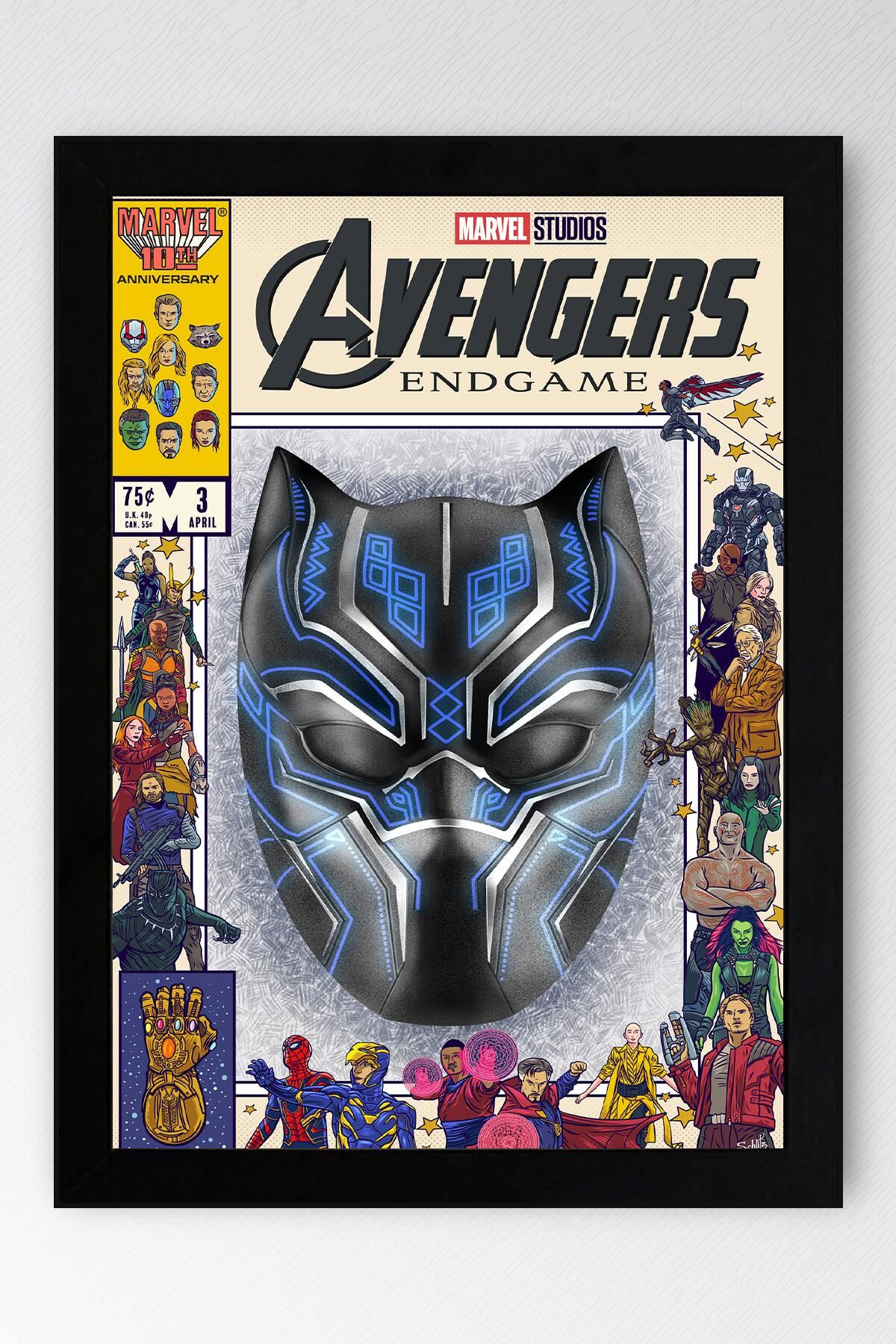Black Panther Çerçeveli Tablo - Marvel Çizgi Roman Kapağı Poster Tablo