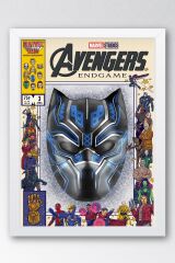 Black Panther Çerçeveli Tablo - Marvel Çizgi Roman Kapağı Poster Tablo