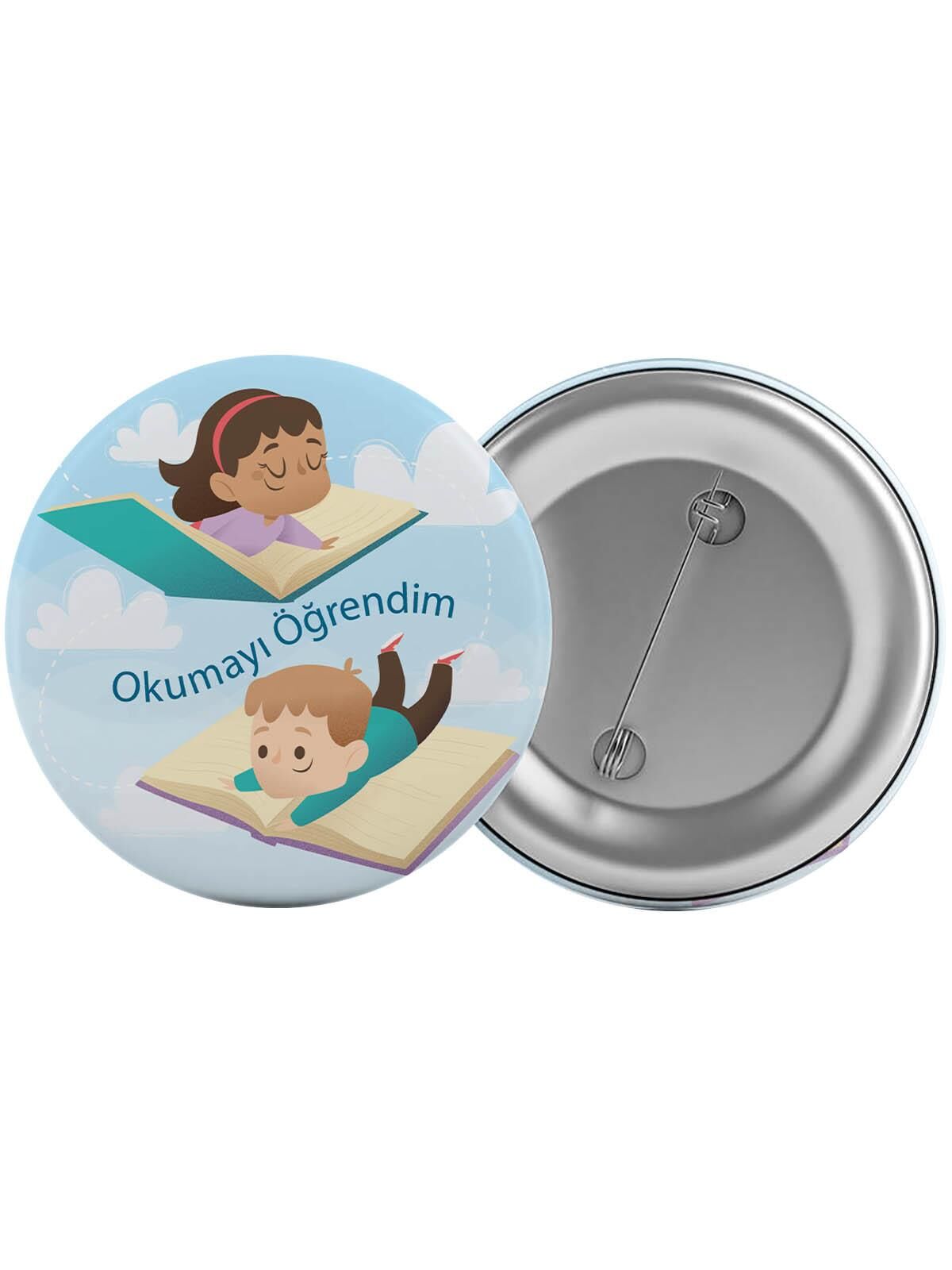 Okumayı Öğrendim Çanta Rozeti 20 Adet En Büyük Boy 5.8cm İğneli Broş
