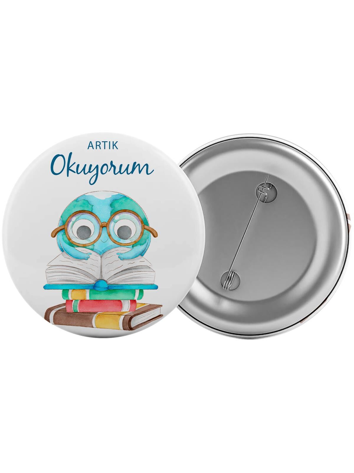 Artık Okuyorum Çanta Rozeti 20 Adet En Büyük Boy 5.8cm İğneli Broş