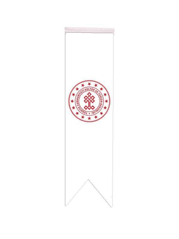 Masa Üstü Kırlangıç Kültür Bakanlığı Bayrağı - 8x30cm Çift Taraflı Saten Kumaş
