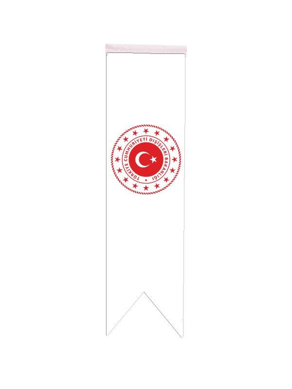 Masa Üstü Kırlangıç Dışişleri Bakanlığı Bayrağı - 8x30cm Çift Taraflı Saten Kumaş
