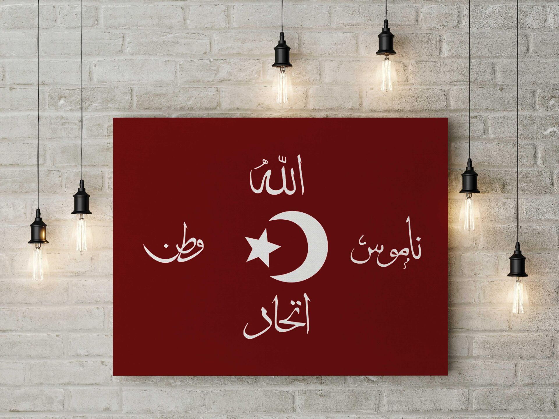 İttihat Terakki Sancağı Kanvas Tablo 40x55cm Ters Hilal