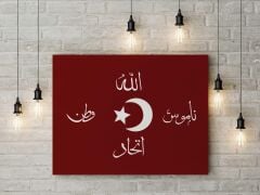 İttihat Terakki Sancağı Kanvas Tablo 40x55cm Ters Hilal