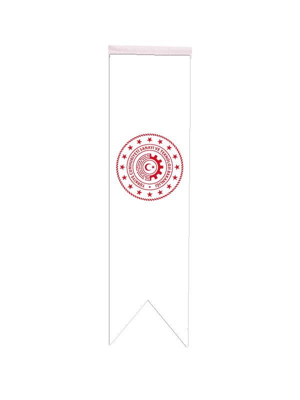 Masa Üstü Kırlangıç Sanayi Bakanlığı Bayrağı - 8x30cm Çift Taraflı Saten Kumaş