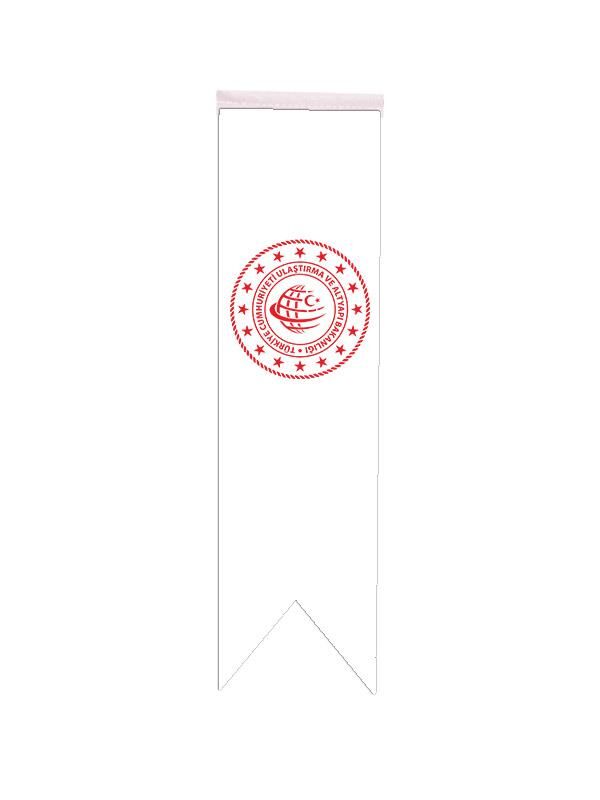 Masa Üstü Kırlangıç Ulaştırma Bakanlığı Bayrağı - 8x30cm Çift Taraflı Saten Kumaş