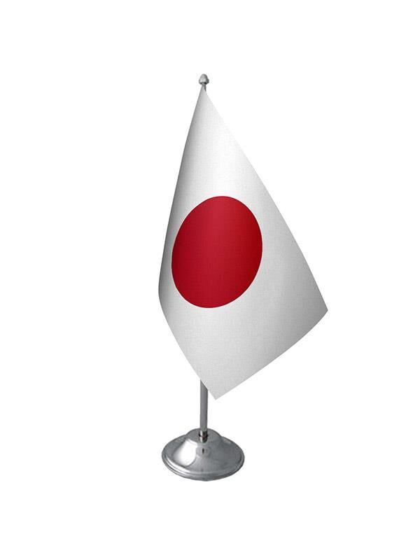 Masa Üstü Japonya Bayrağı Krom Direk Masa Bayrak Seti