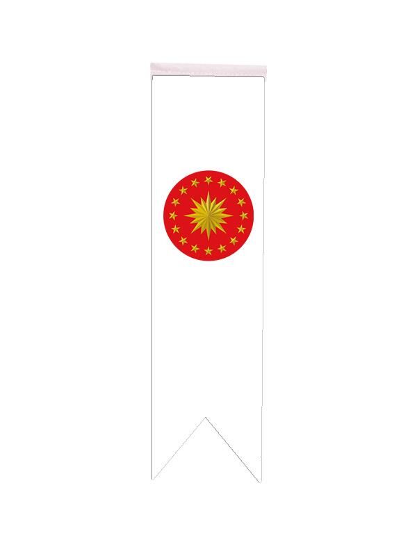 Masa Üstü Kırlangıç Cumhurbaşkanlığı Bayrağı - 8x30cm Çift Taraflı Saten Kumaş