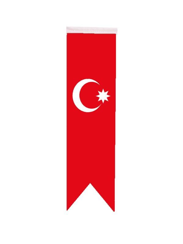 Masa Üstü Kırlangıç Osmanlı Devleti Bayrağı - 8x30cm Çift Taraflı Saten Kumaş