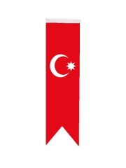 Masa Üstü Kırlangıç Osmanlı Devleti Bayrağı - 8x30cm Çift Taraflı Saten Kumaş