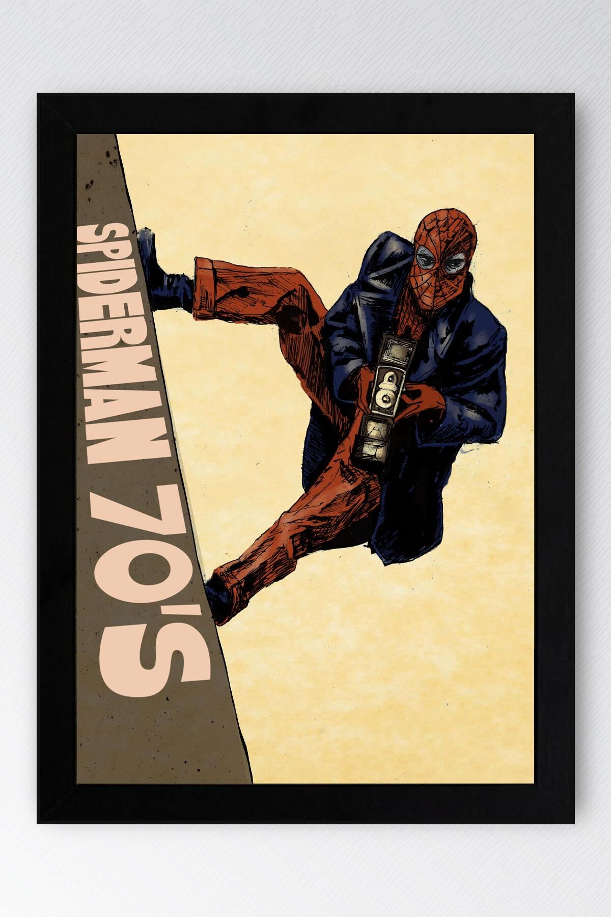 Spider Man Çerçeveli Tablo - Örümcek Adam Nostalji Fim Posteri Tablo