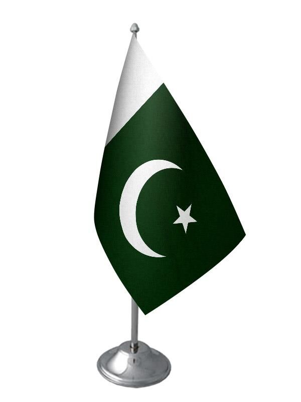 Masa Üstü Pakistan Bayrağı Krom Direk Masa Bayrak Seti