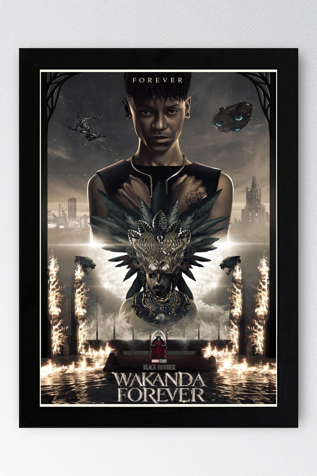 Black Panther Çerçeveli Tablo - Wakanda Forever Poster Tablo