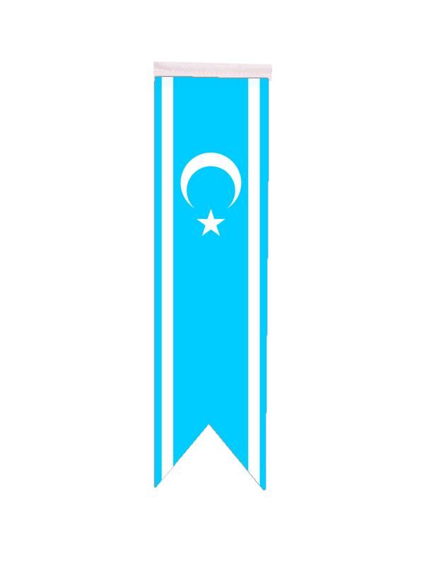 Masa Üstü Kırlangıç Kerkük Türkmeneli Bayrağı - 8x30cm Çift Taraflı Saten Kumaş