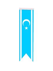 Masa Üstü Kırlangıç Kerkük Türkmeneli Bayrağı - 8x30cm Çift Taraflı Saten Kumaş