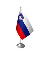 Masa Üstü Slovenya Bayrağı Krom Direk Masa Bayrak Seti