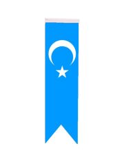 Masa Üstü Kırlangıç Doğu Türkistan Bayrağı - 8x30cm Çift Taraflı Saten Kumaş