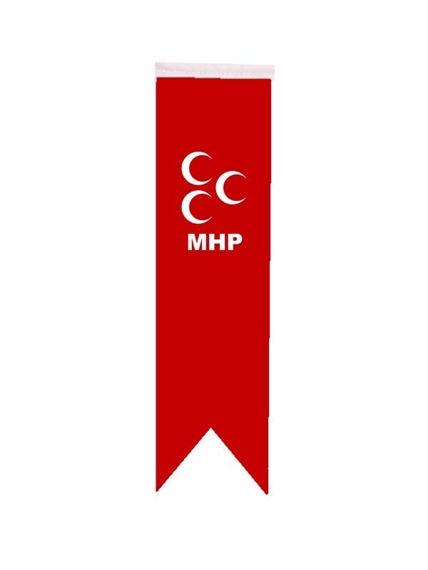 Masa Üstü Kırlangıç MHP Bayrağı - 8x30cm Çift Taraflı Saten Kumaş