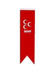 Masa Üstü Kırlangıç MHP Bayrağı - 8x30cm Çift Taraflı Saten Kumaş
