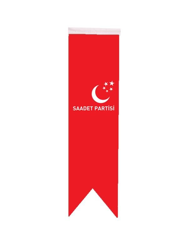 Masa Üstü Kırlangıç Saadet Partisi Bayrağı - 8x30cm Çift Taraflı Saten Kumaş