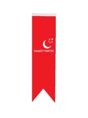 Masa Üstü Kırlangıç Saadet Partisi Bayrağı - 8x30cm Çift Taraflı Saten Kumaş