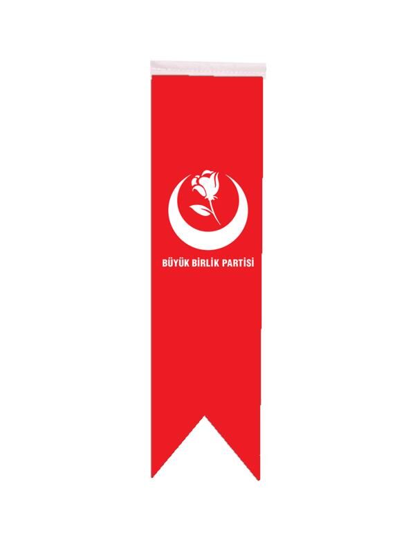 Masa Üstü Kırlangıç BBP Bayrağı - 8x30cm Çift Taraflı Saten Kumaş