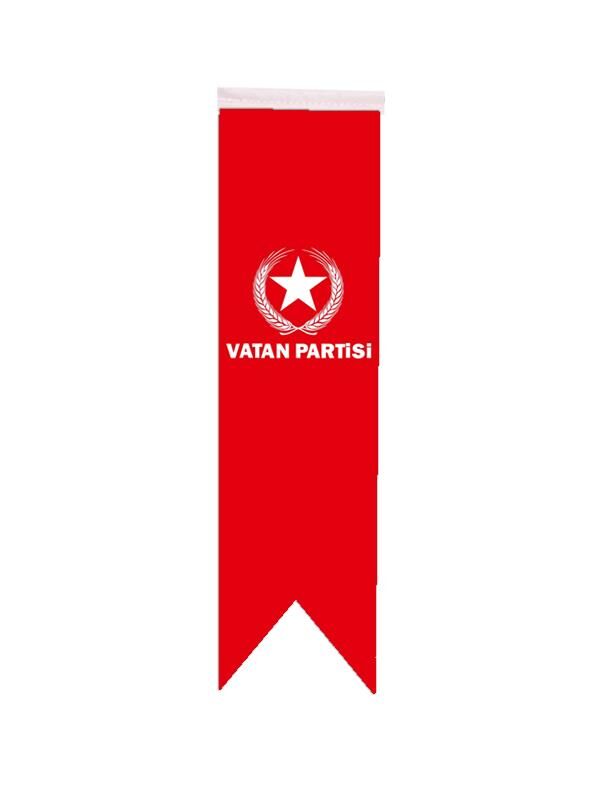 Masa Üstü Kırlangıç Vatan Partisi Bayrağı - 8x30cm Çift Taraflı Saten Kumaş