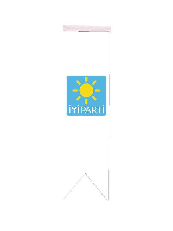 Masa Üstü Kırlangıç İyi Parti Bayrağı - 8x30cm Çift Taraflı Saten Kumaş