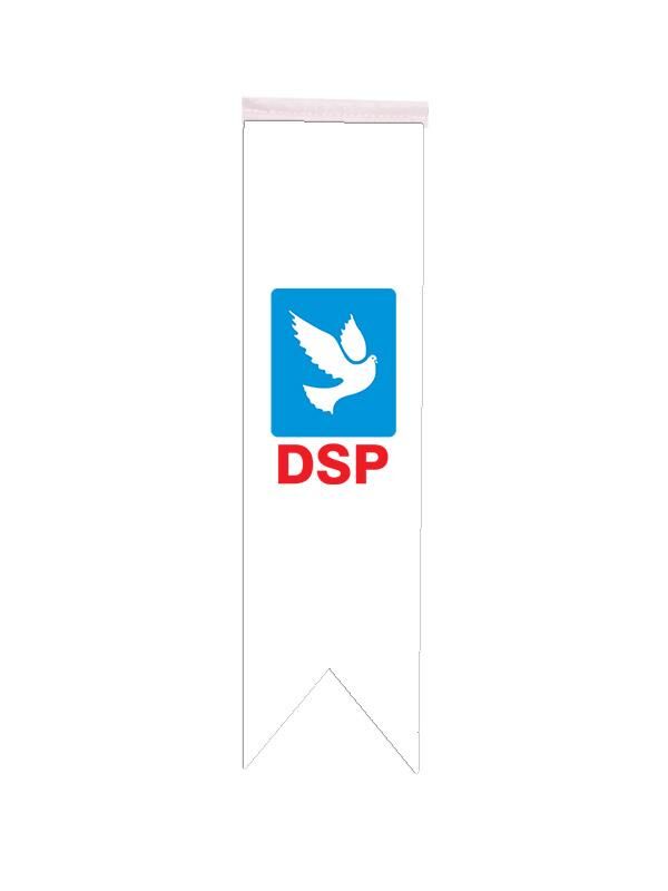 Masa Üstü Kırlangıç DSP Bayrağı - 8x30cm Çift Taraflı Saten Kumaş