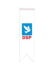 Masa Üstü Kırlangıç DSP Bayrağı - 8x30cm Çift Taraflı Saten Kumaş