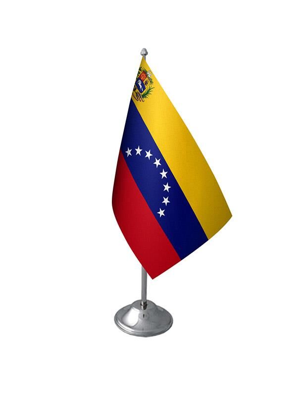 Masa Üstü Venezuella Bayrağı Krom Direk Masa Bayrak Seti