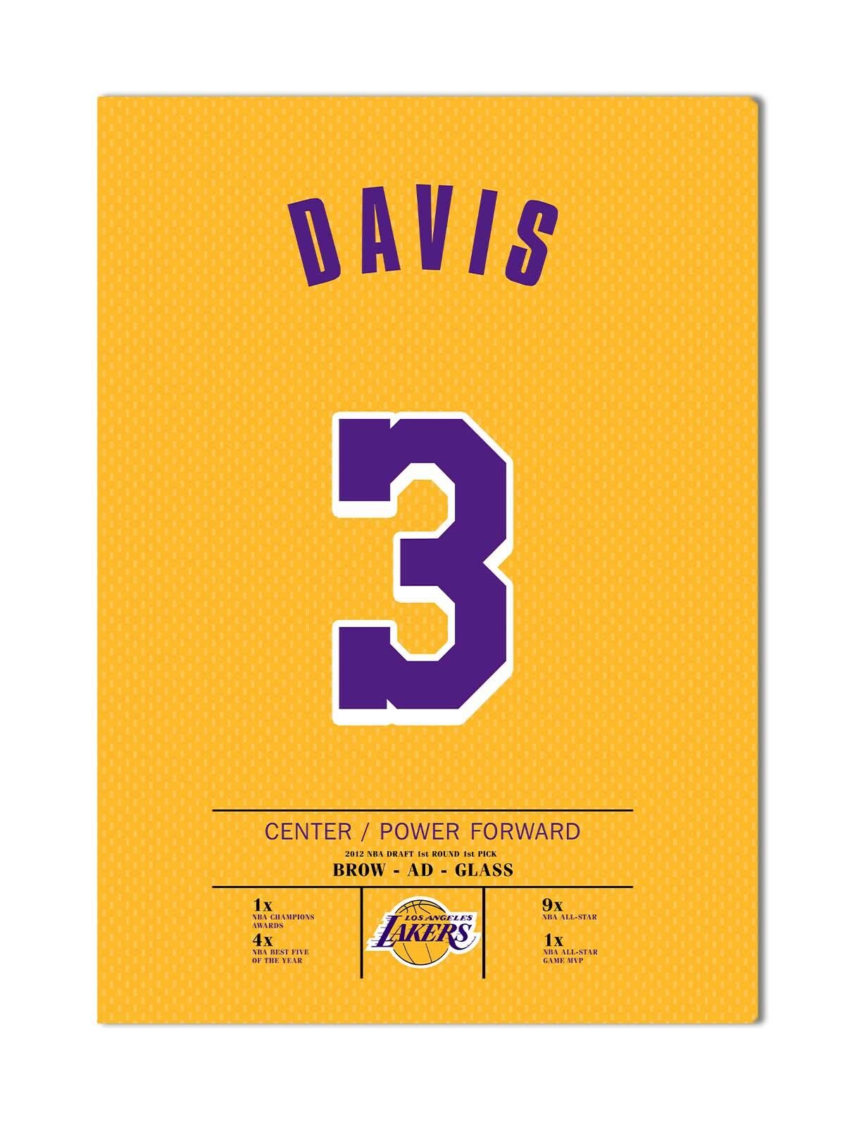Anthony Davis Forma Kanvas Tablo 40x55cm NBA Los Angeles Lakers Jersey