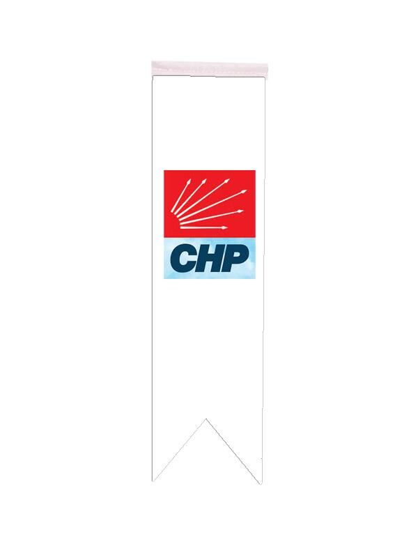 Masa Üstü Kırlangıç CHP Bayrağı - 8x30cm Çift Taraflı Saten Kumaş